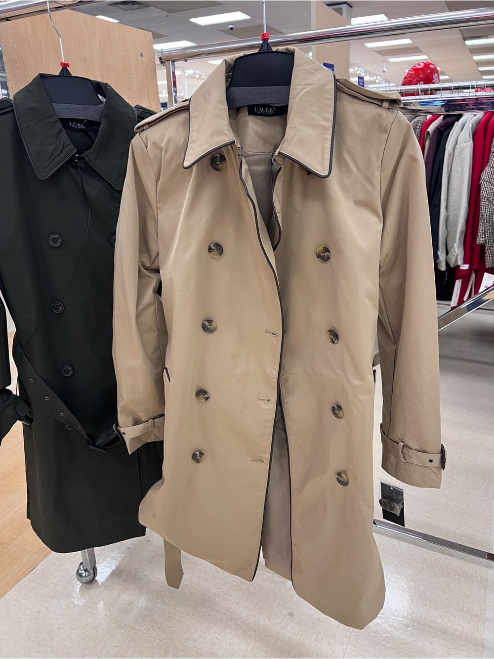 Lauren Ralph Lauren Tan Double-Breasted Trench Coat